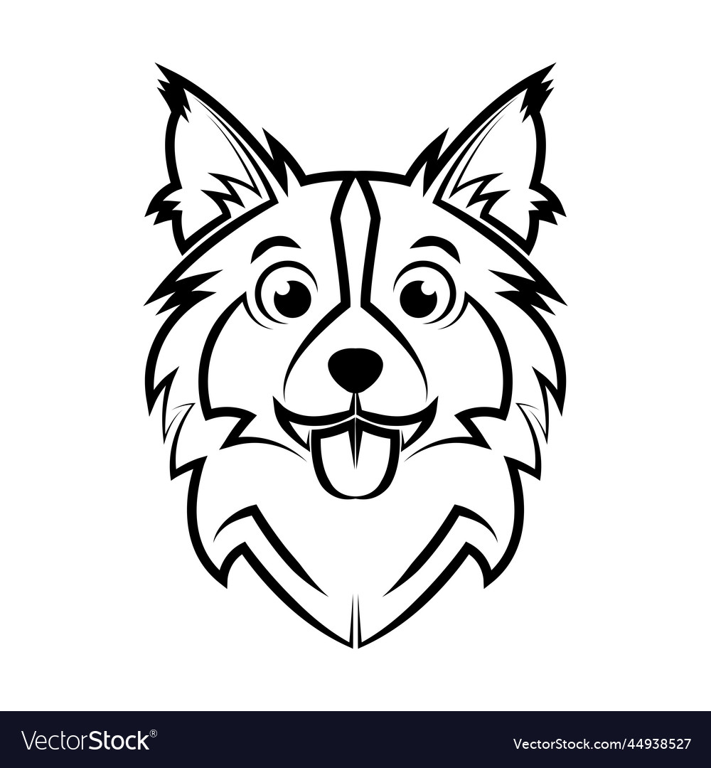 Black and white line art of dog head good use Vector Image