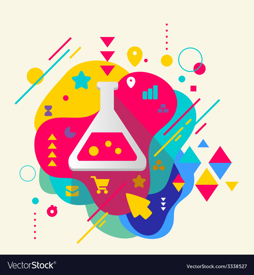 Colorful Laboratory Flask with Abstract Elements