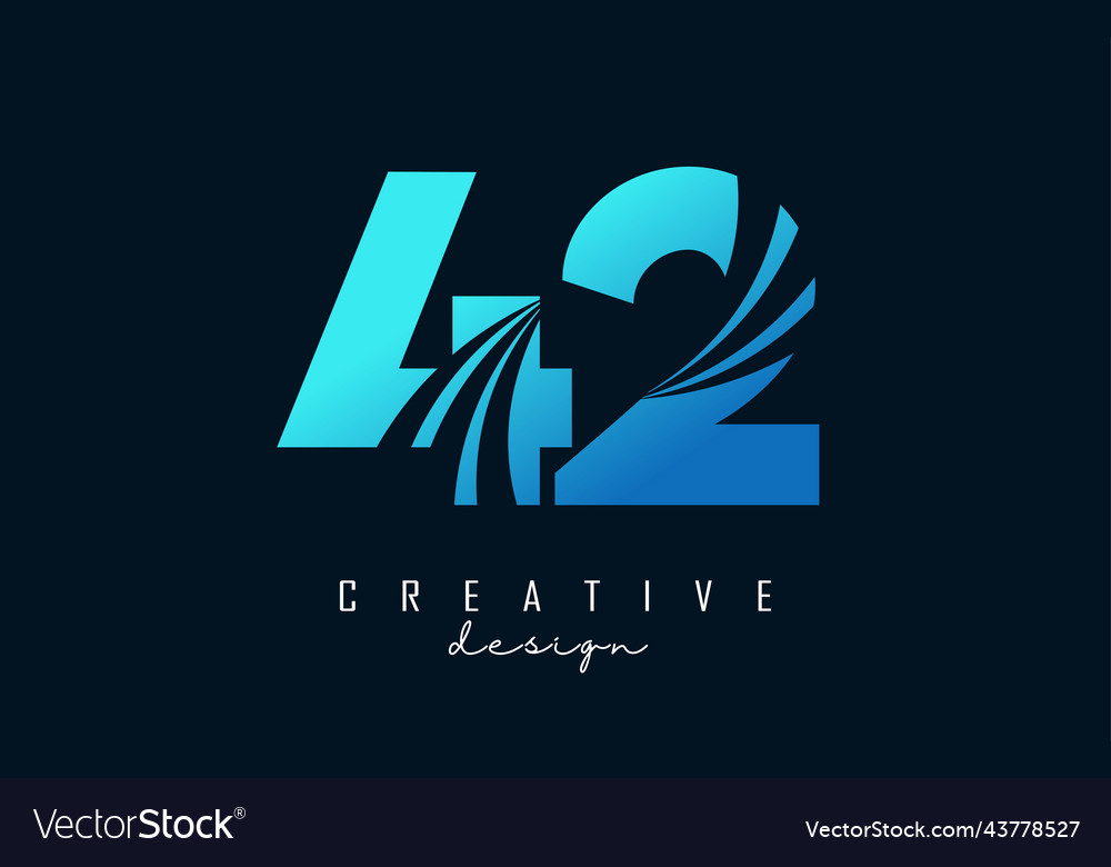 Creative number 42 4 2 logo with leading lines Vector Image