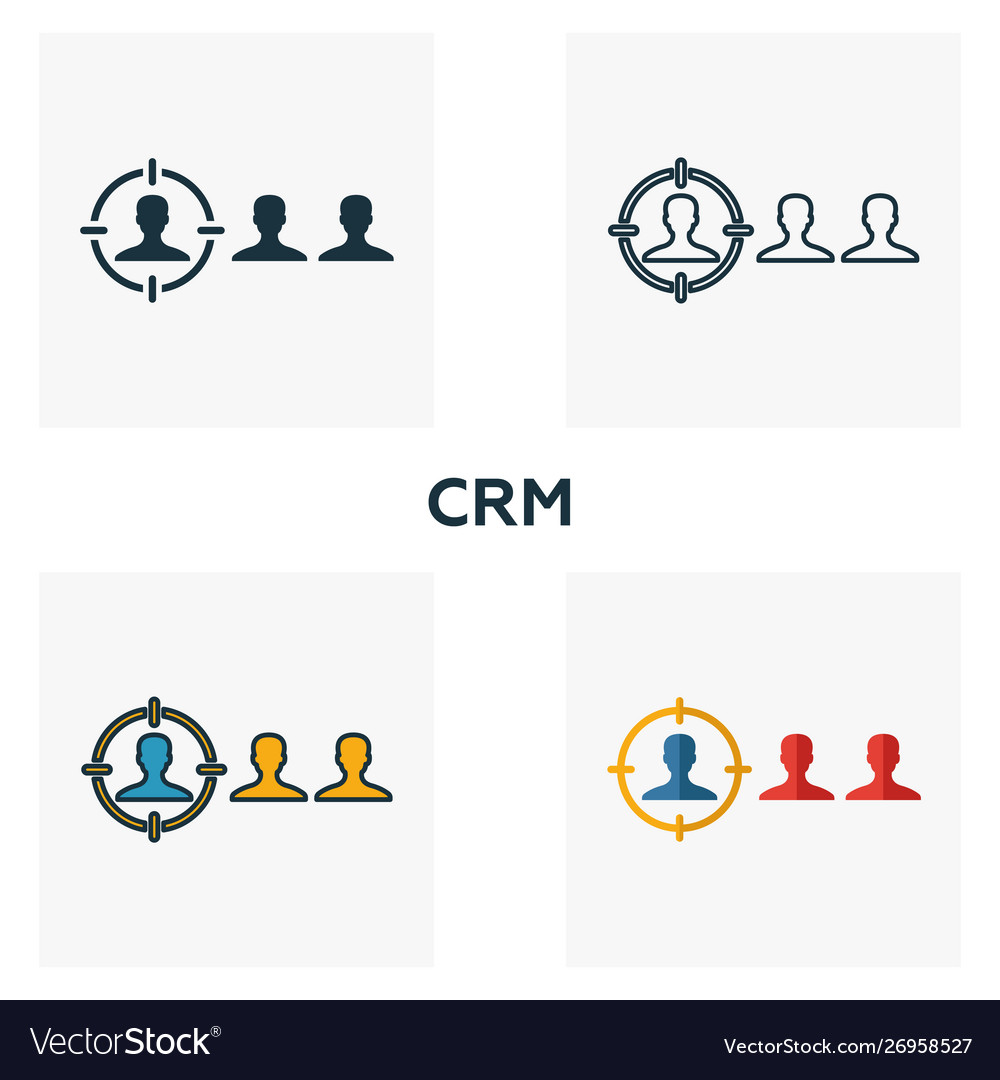 Crm icon set four elements in different styles vector image Crm icon set four elements in different styles