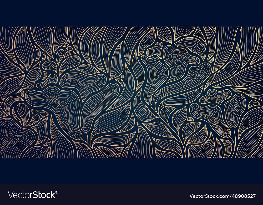 Golden Leaves Floral Art Royalty Free Vector Image