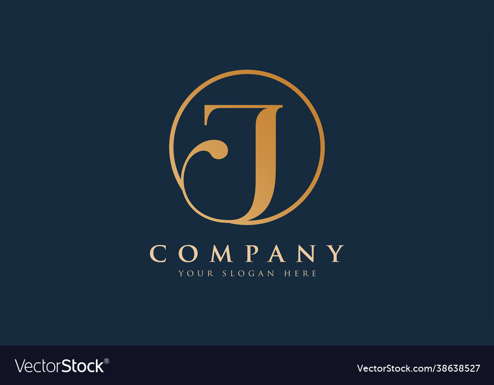 Initial j letter gold color with black background Vector Image