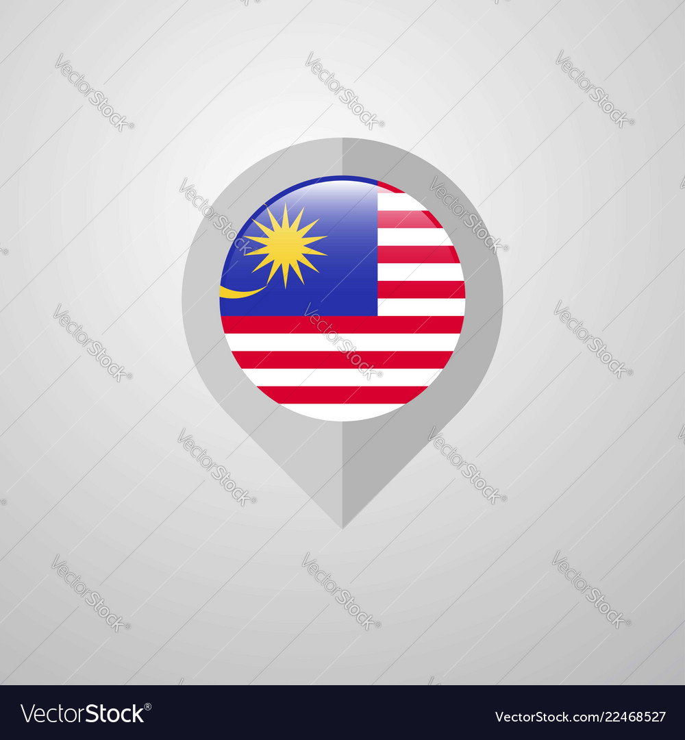 Map navigation pointer with malaysia flag design