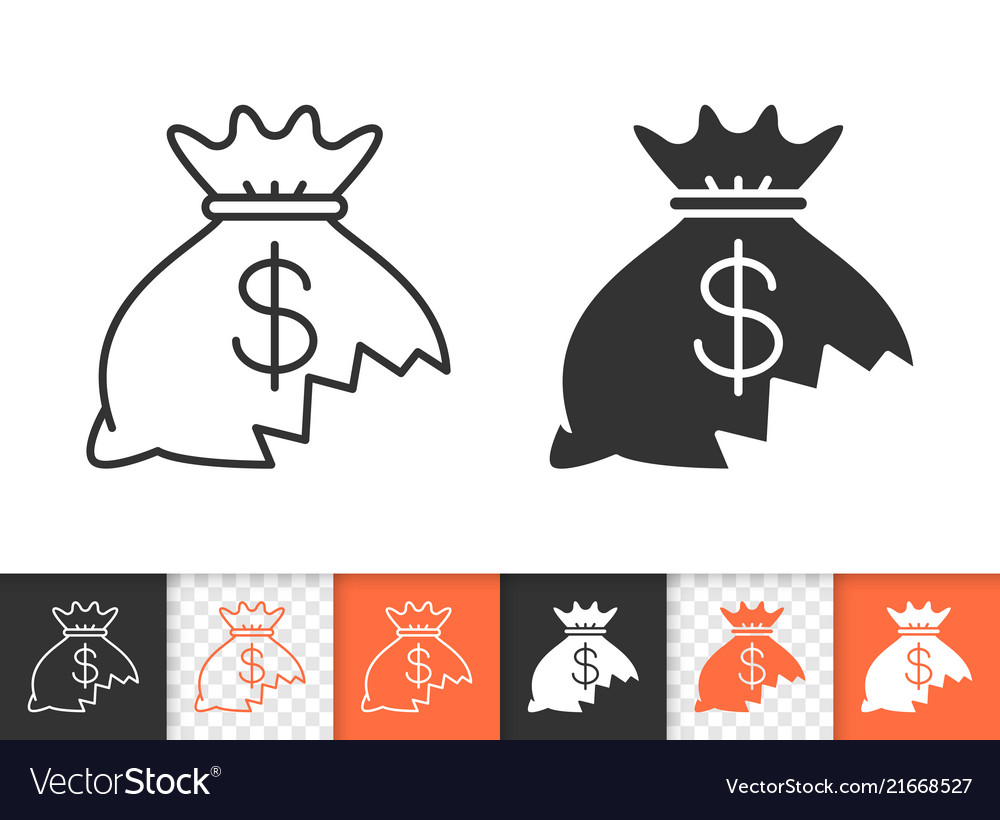 Money lost simple black line icon Royalty Free Vector Image