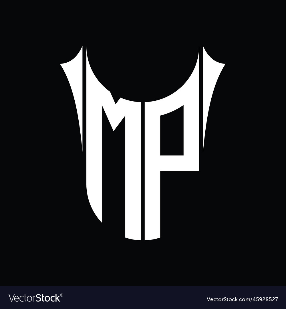 Mp logo monogram shield sharp half round shape