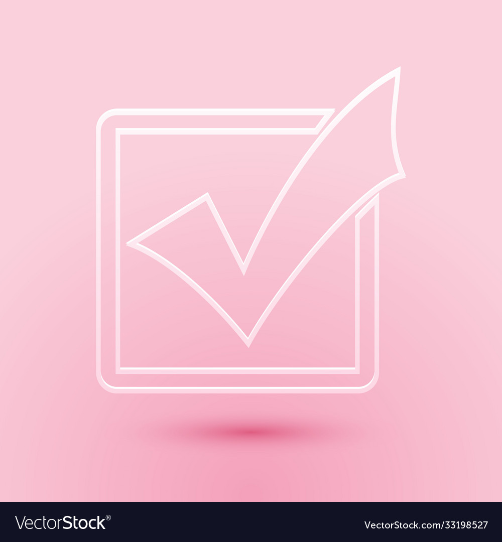 Paper cut check mark in a box line icon isolated vector image Paper cut check mark in a box line icon isolated