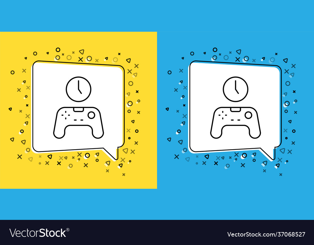 Set line gamepad time icon isolated on yellow vector image Set line gamepad time icon isolated on yellow