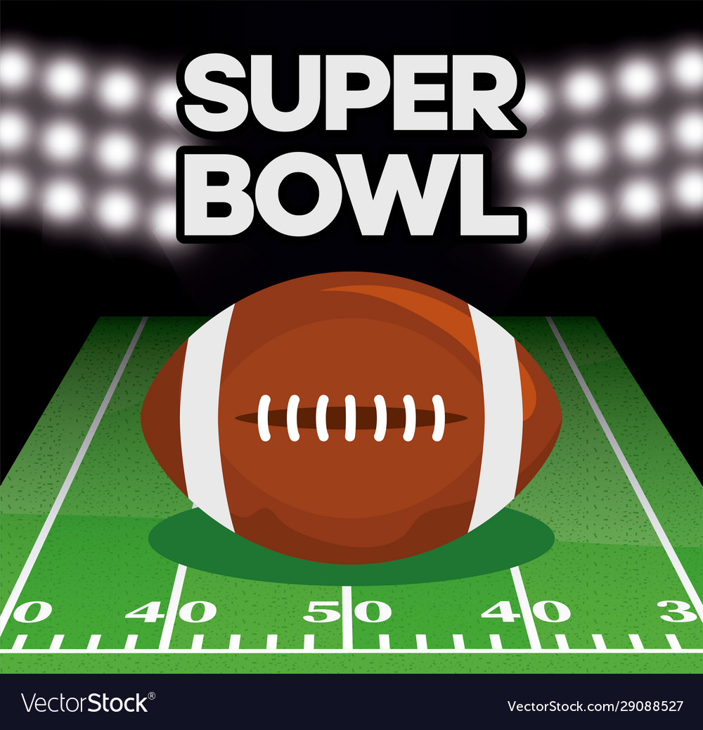 Super bowl ball over field design Royalty Free Vector Image