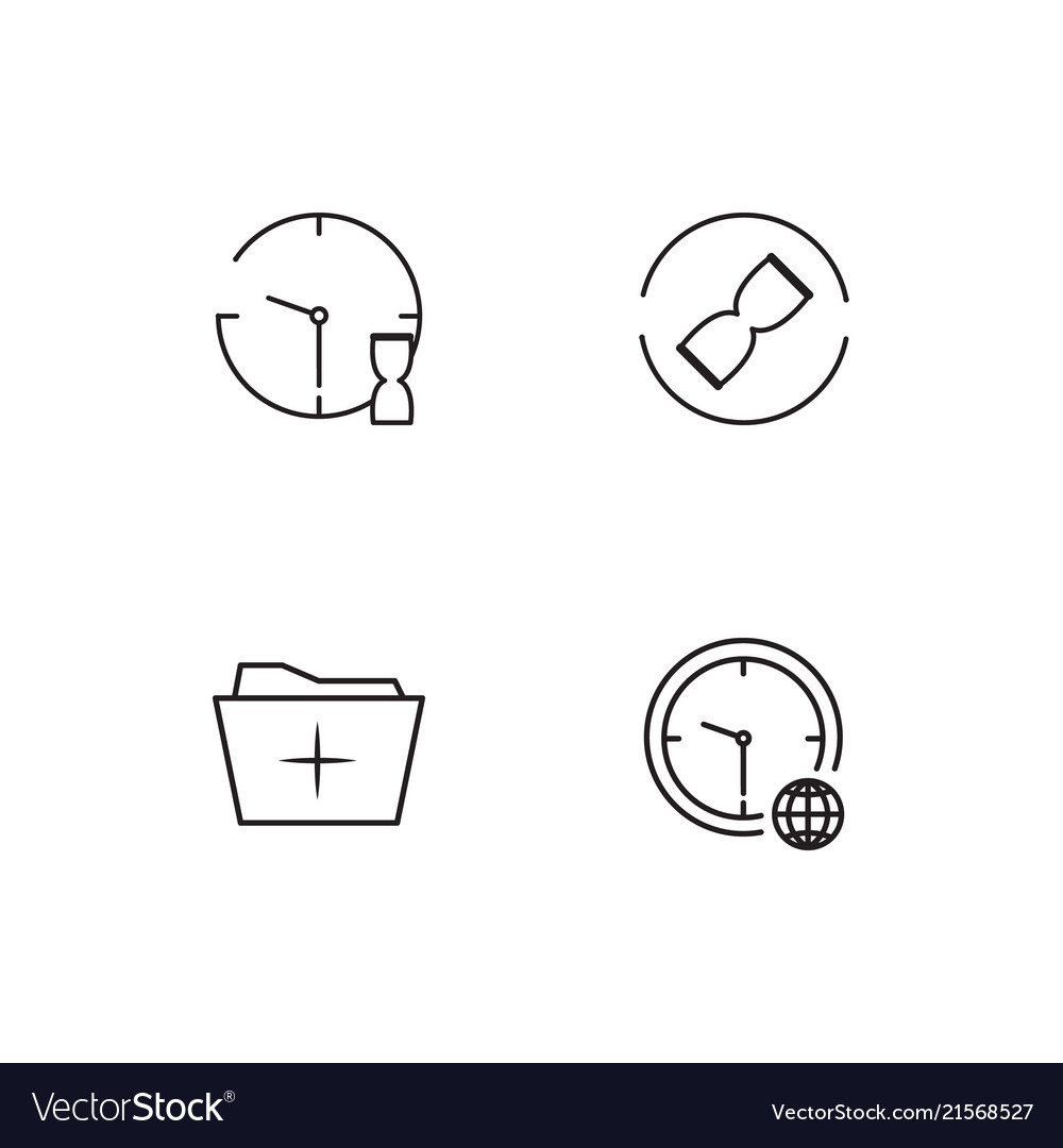 Time linear icons set simple outline