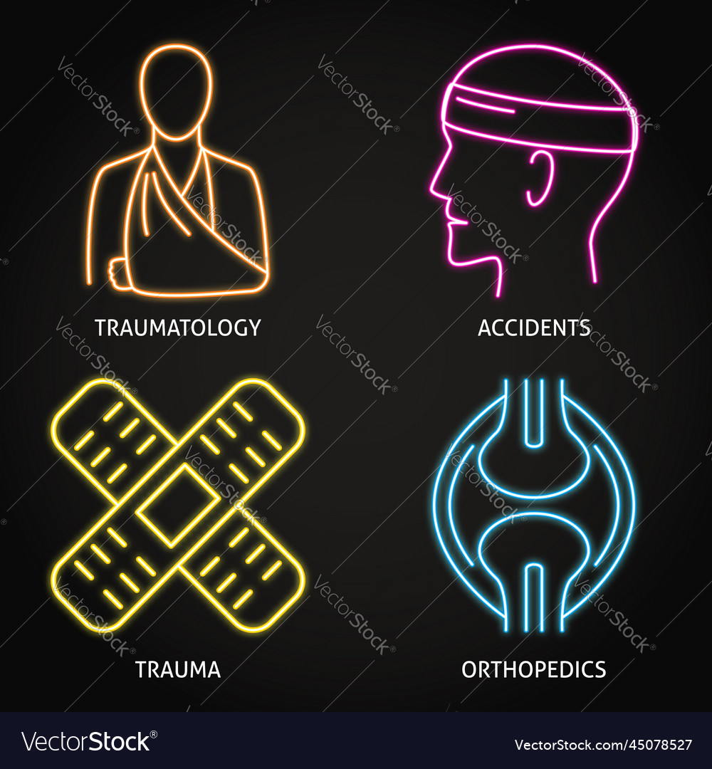 Trauma und Orthopädie Neon Icons