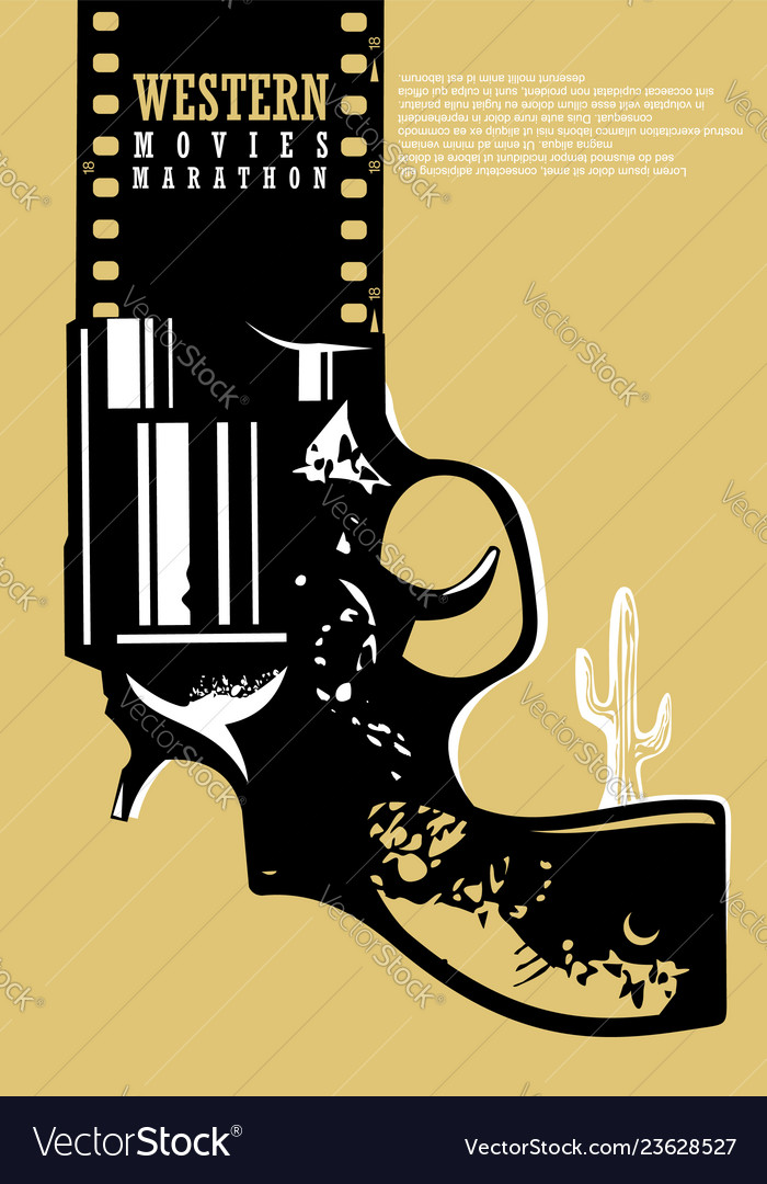 Western movies cinema poster design Royalty Free Vector