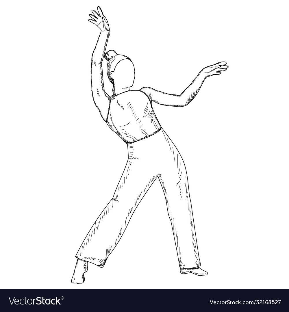 White background sketch with lines dancing girl Vector Image