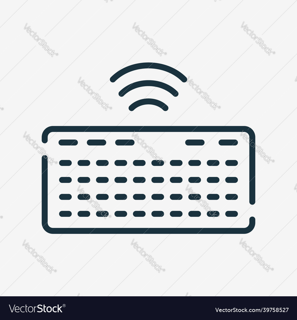 Wireless keyboard line icon computer keypad