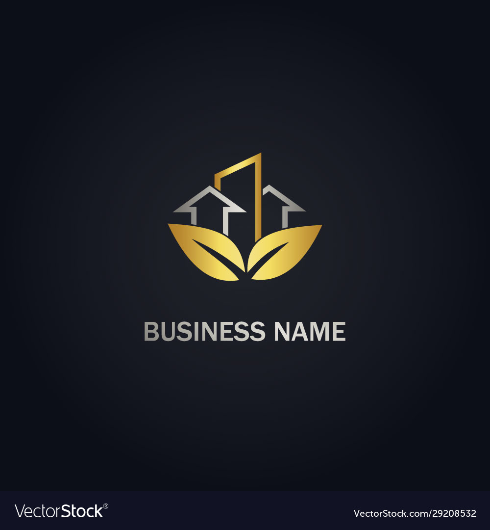 Eco leaf building arrow business gold logo