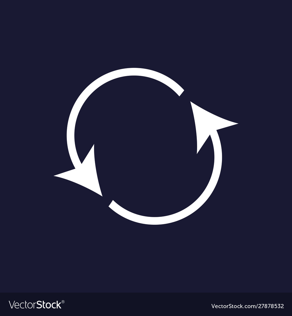 Icon circulating reset button reload on dark vector image Icon circulating reset button reload on dark