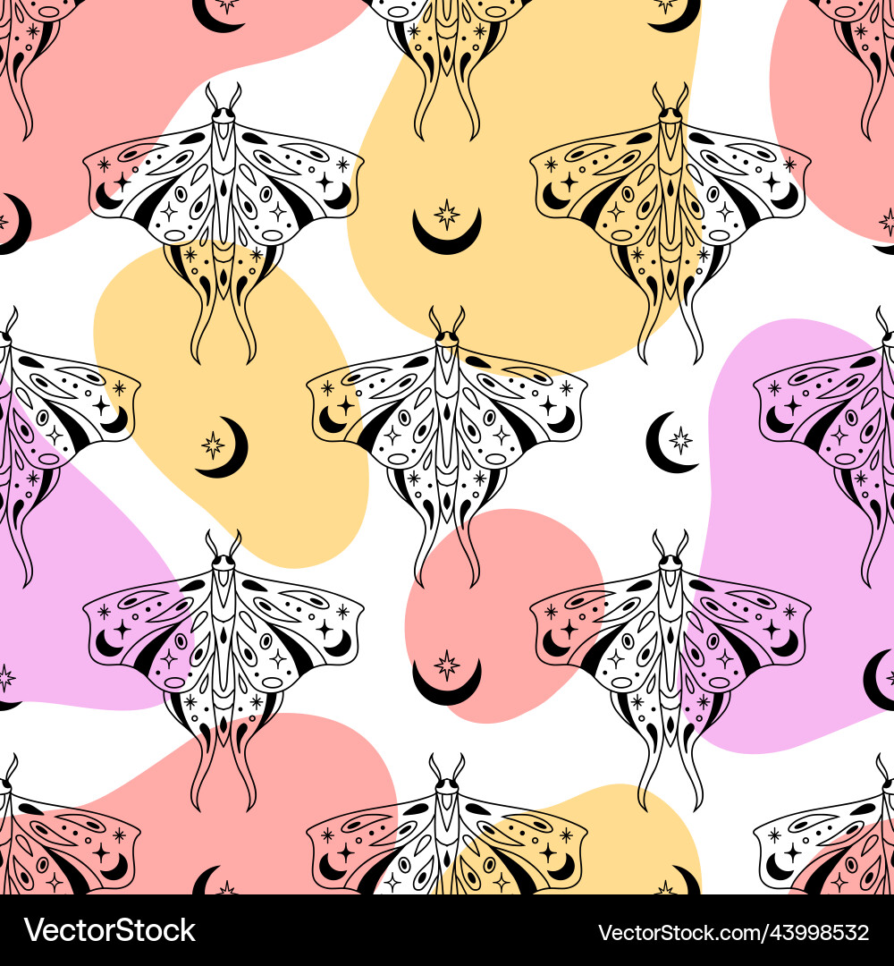 Magic celestial seamless pattern with moon stars Vector Image