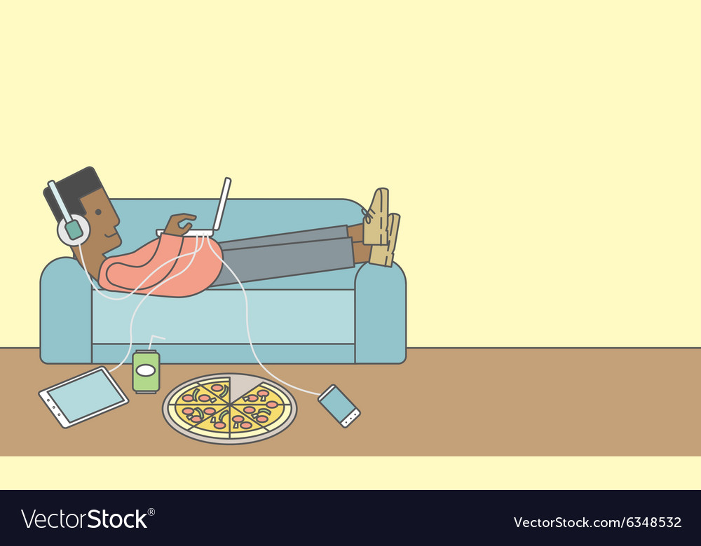 Man lying on sofa