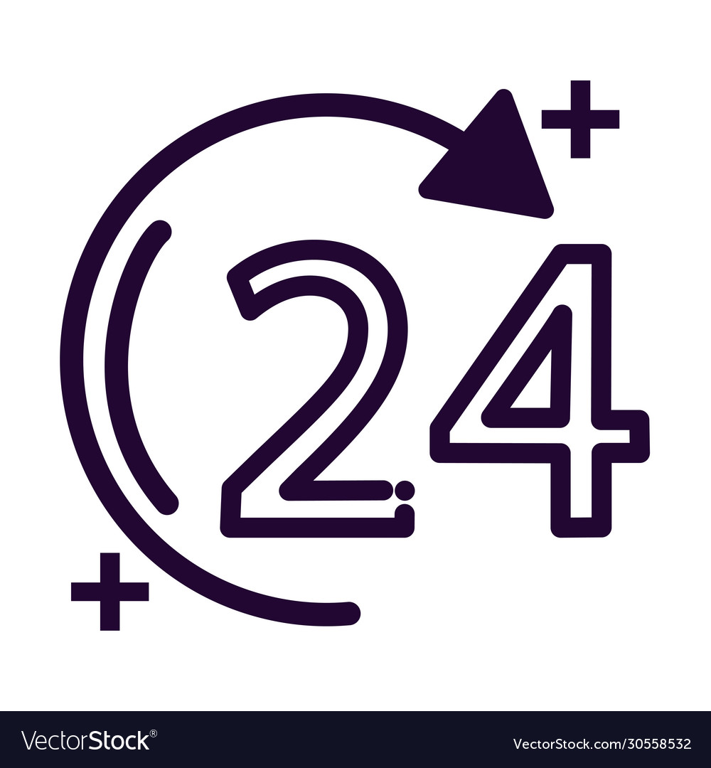 Open around clock 24 hours line style icon
