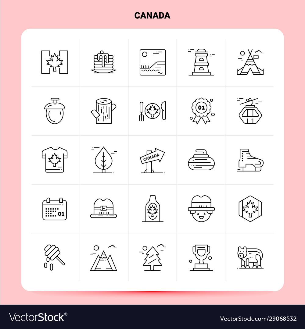 Outline 25 canada icon set line style design