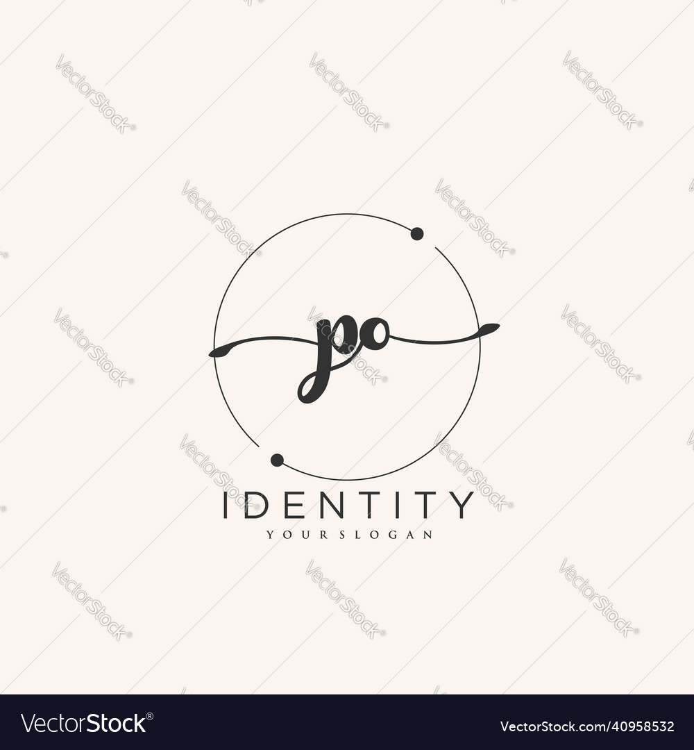 Po handwriting logo of initial signature wedding