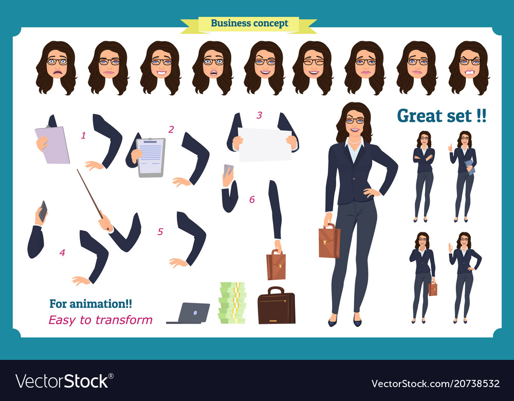 Set of businesswoman character