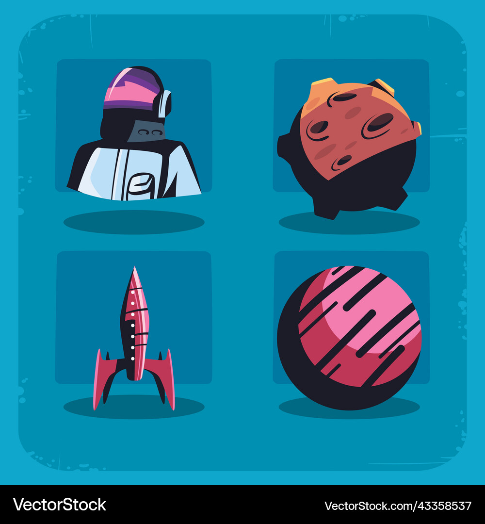 Flat space icons Royalty Free Vector Image - VectorStock