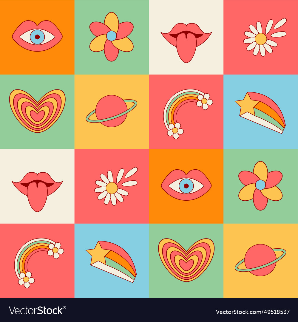 Groovy checkered repeat pattern vector image Groovy checkered repeat pattern