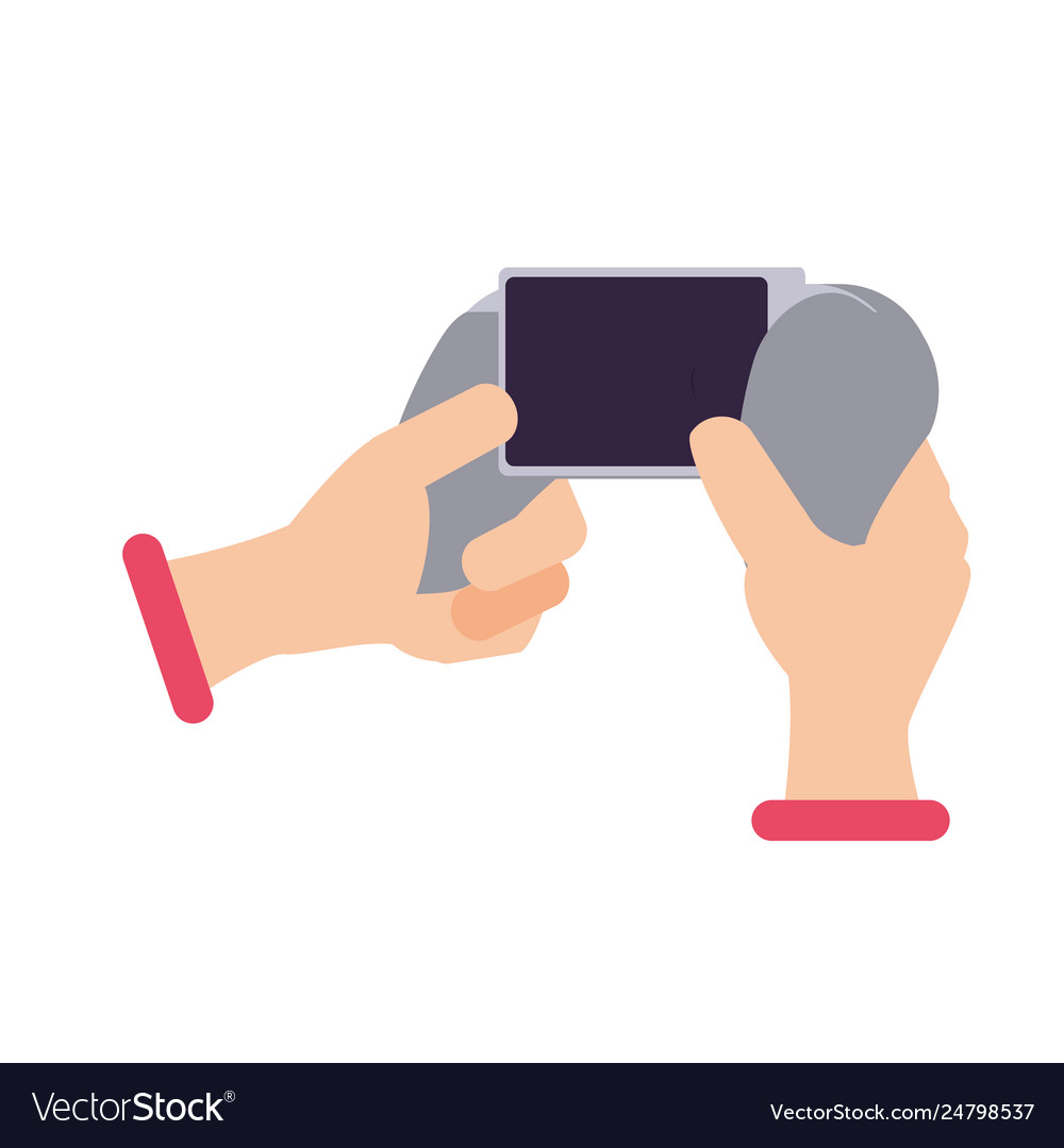 Hands with control video game isolated icon