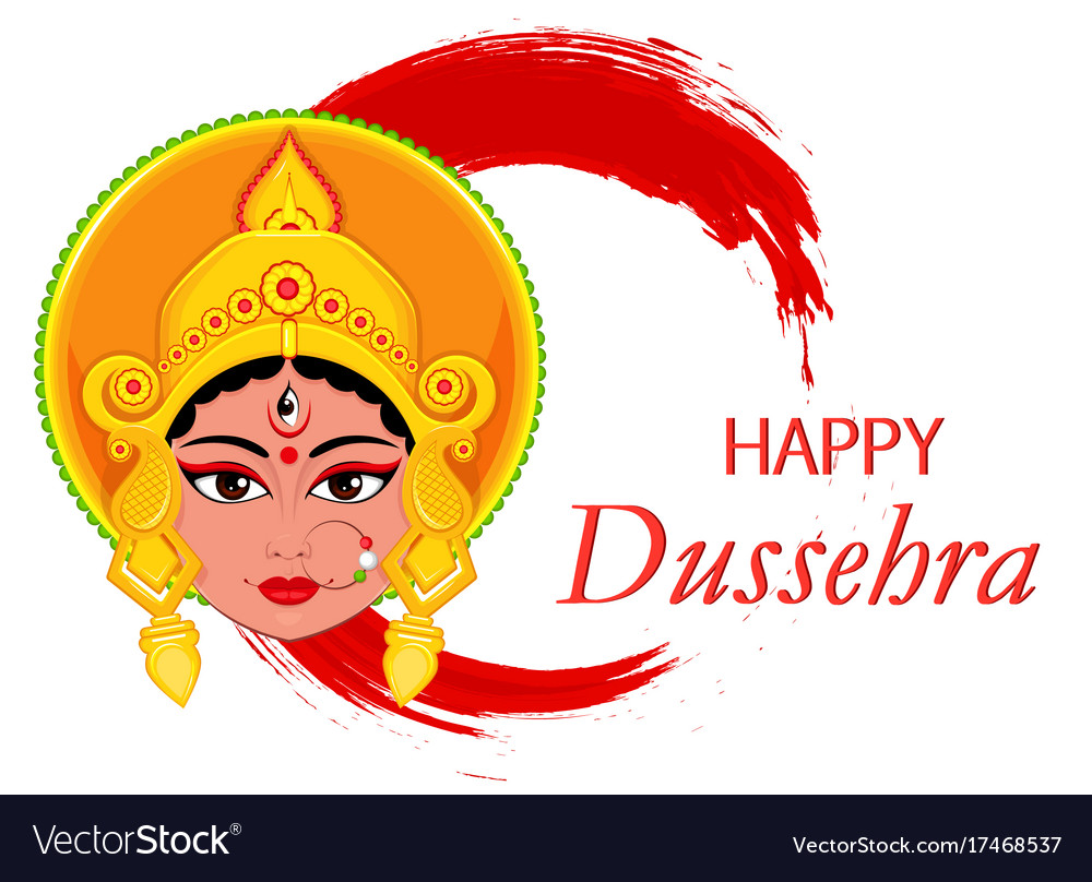 Happy dussehra greeting card maa durga face Vector Image