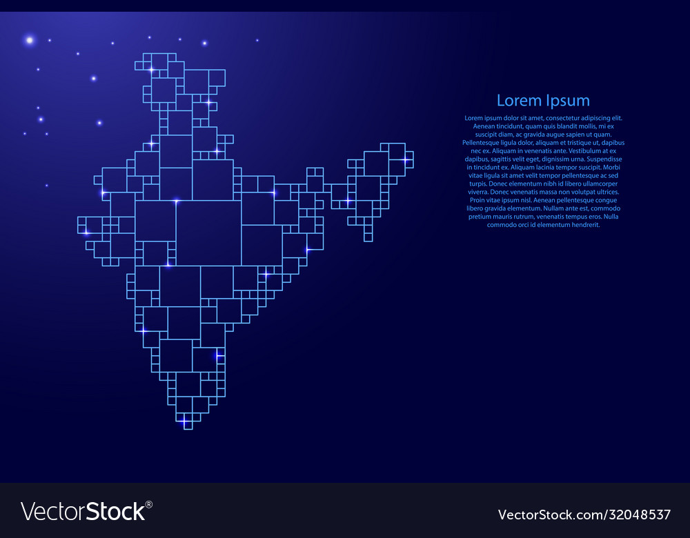 India map from blue pattern a grid vector image India map from blue pattern a grid