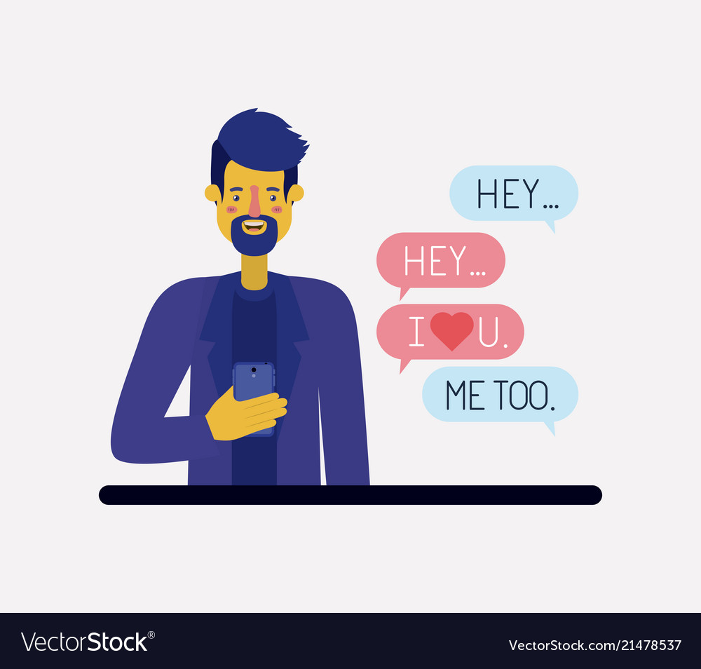 Man chating with smartphone