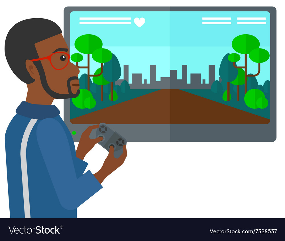 Man playing video game