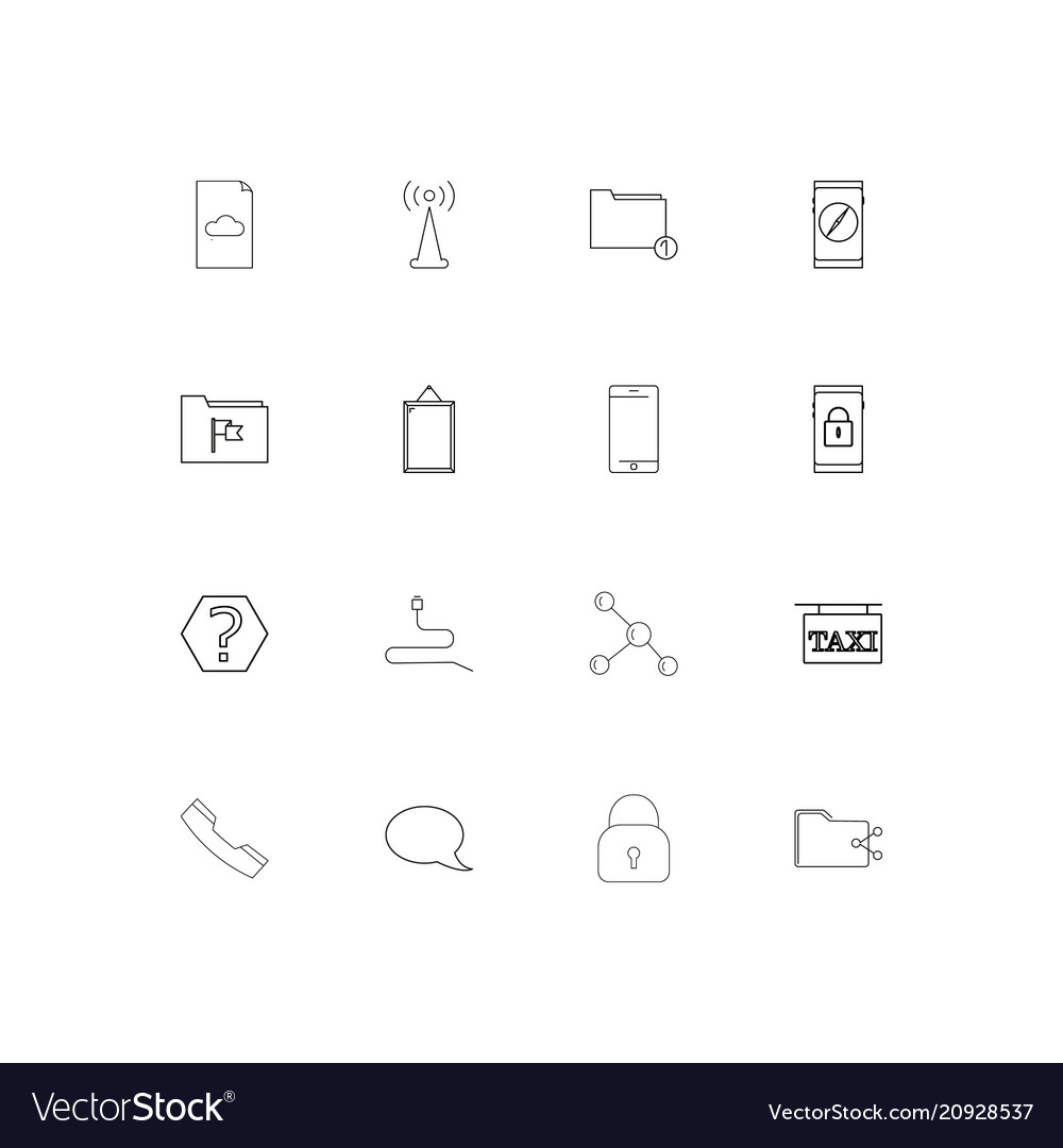 Network and database linear thin icons set