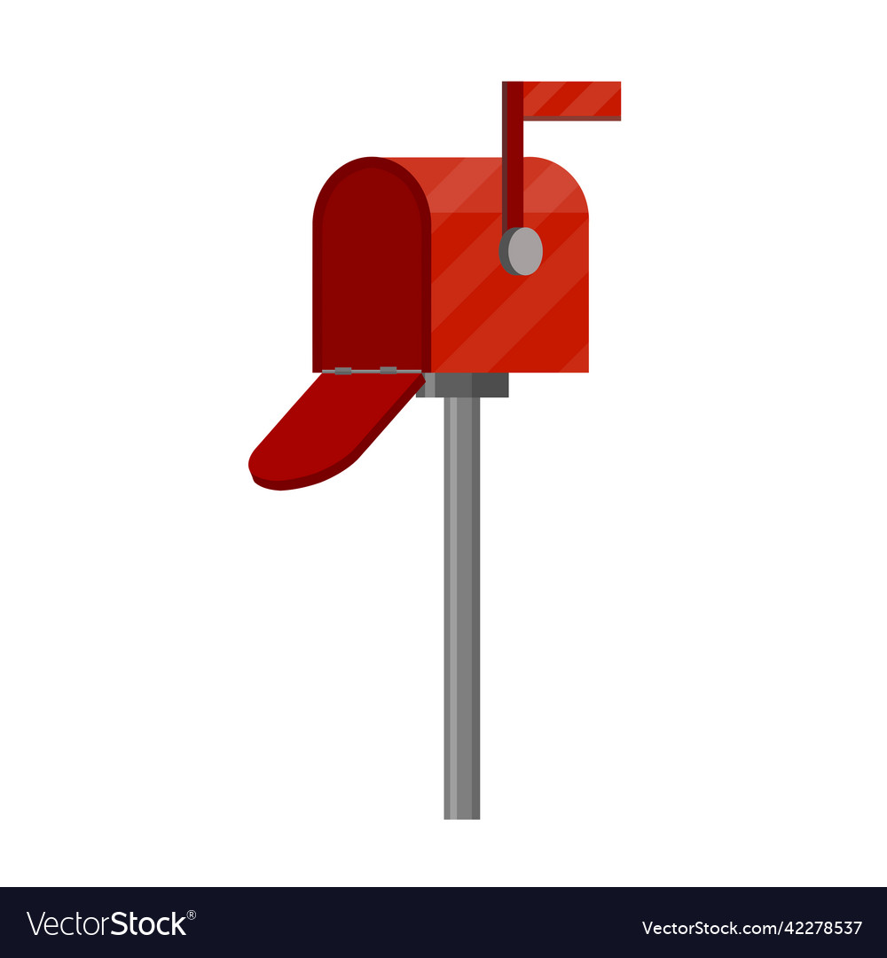 Open red mailbox mail and message vector image Open red mailbox mail and message