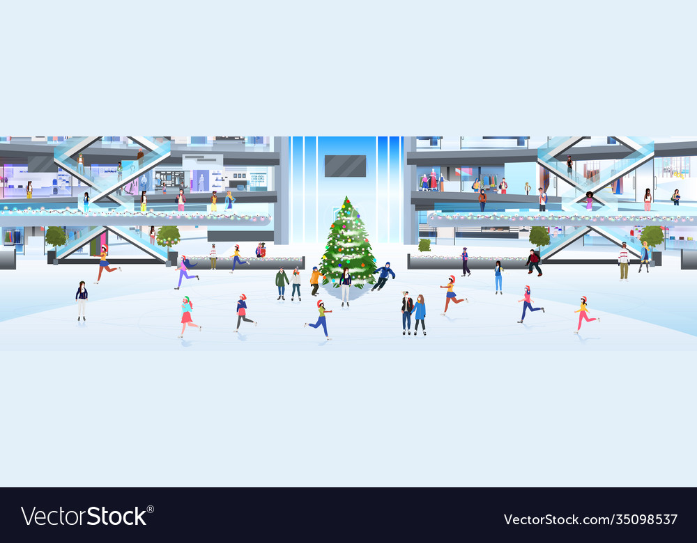 Menschen in Masken skating auf Eisbahn Männer Frauen vector image Menschen in Masken skating auf Eisbahn Männer Frauen