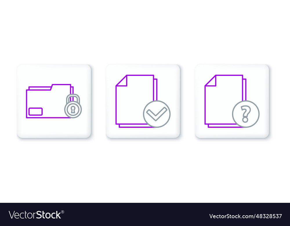 Set line unknown document folder and lock vector image Set line unknown document folder and lock