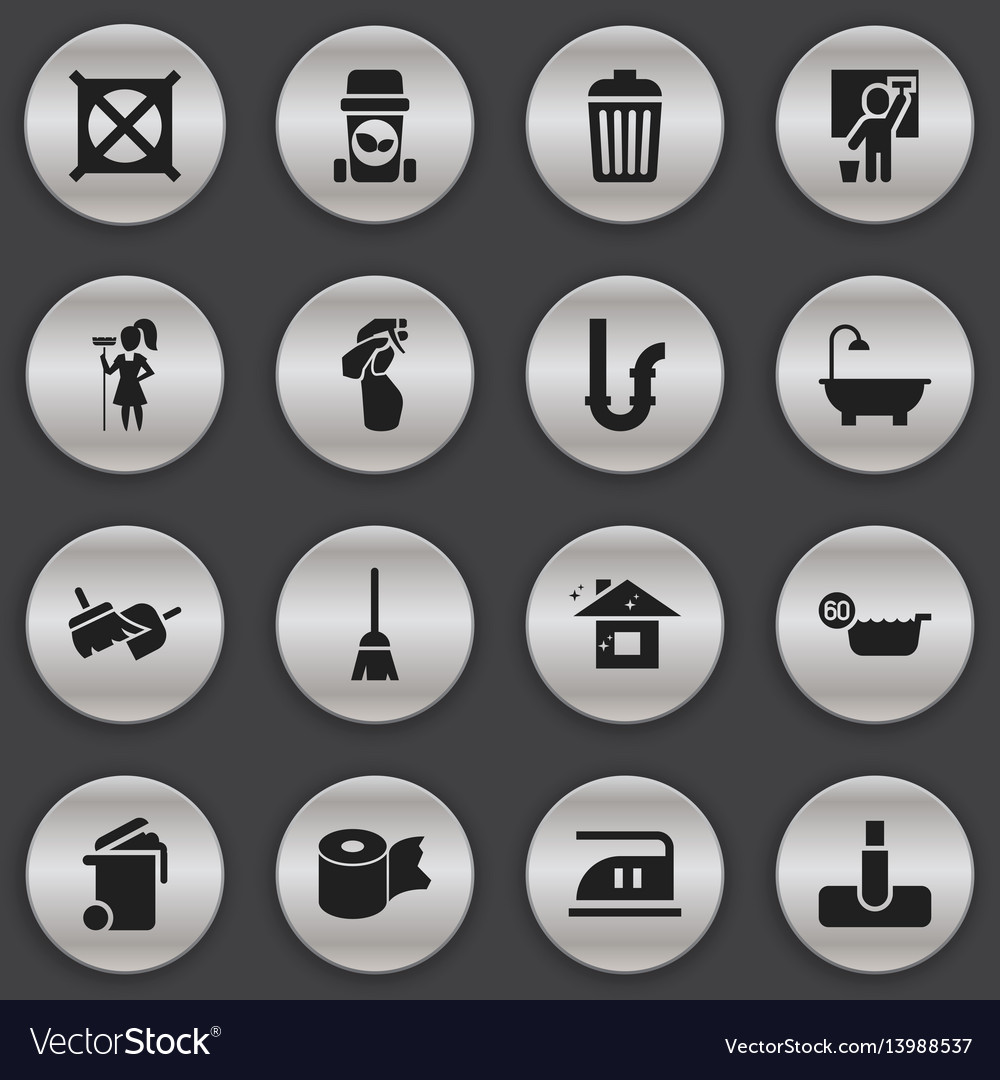 Set of 16 editable cleanup icons includes symbols