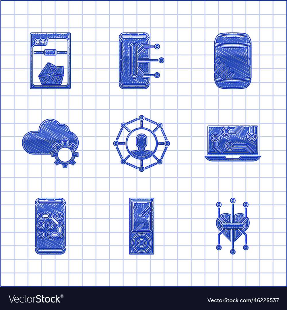 Set project team base music player processor Vector Image Set project team base music player processor