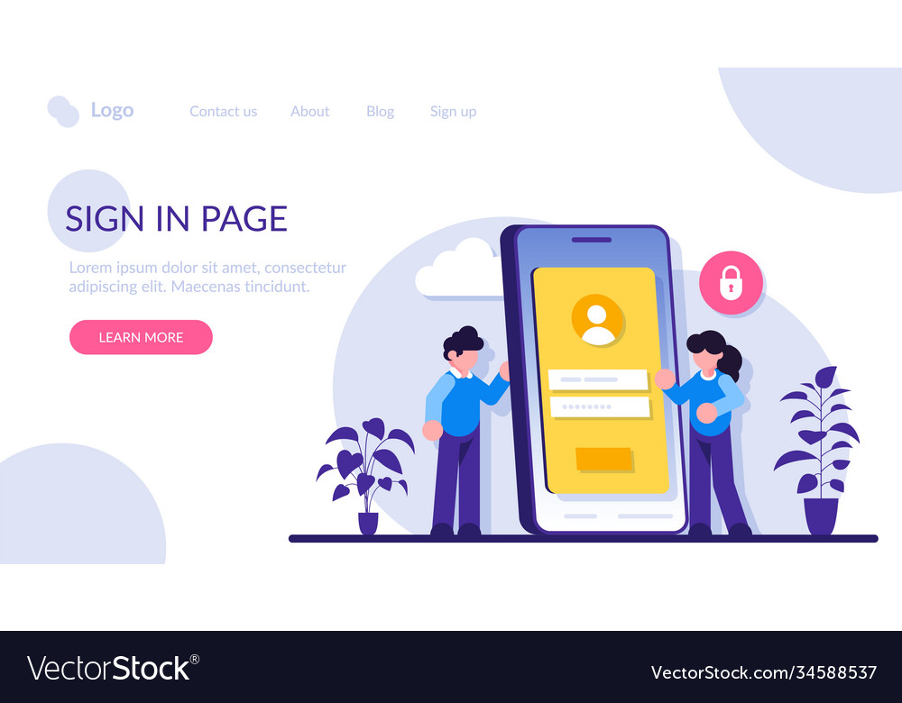 Sign in page interface concept user login form Vector Image Sign in page interface concept user login form