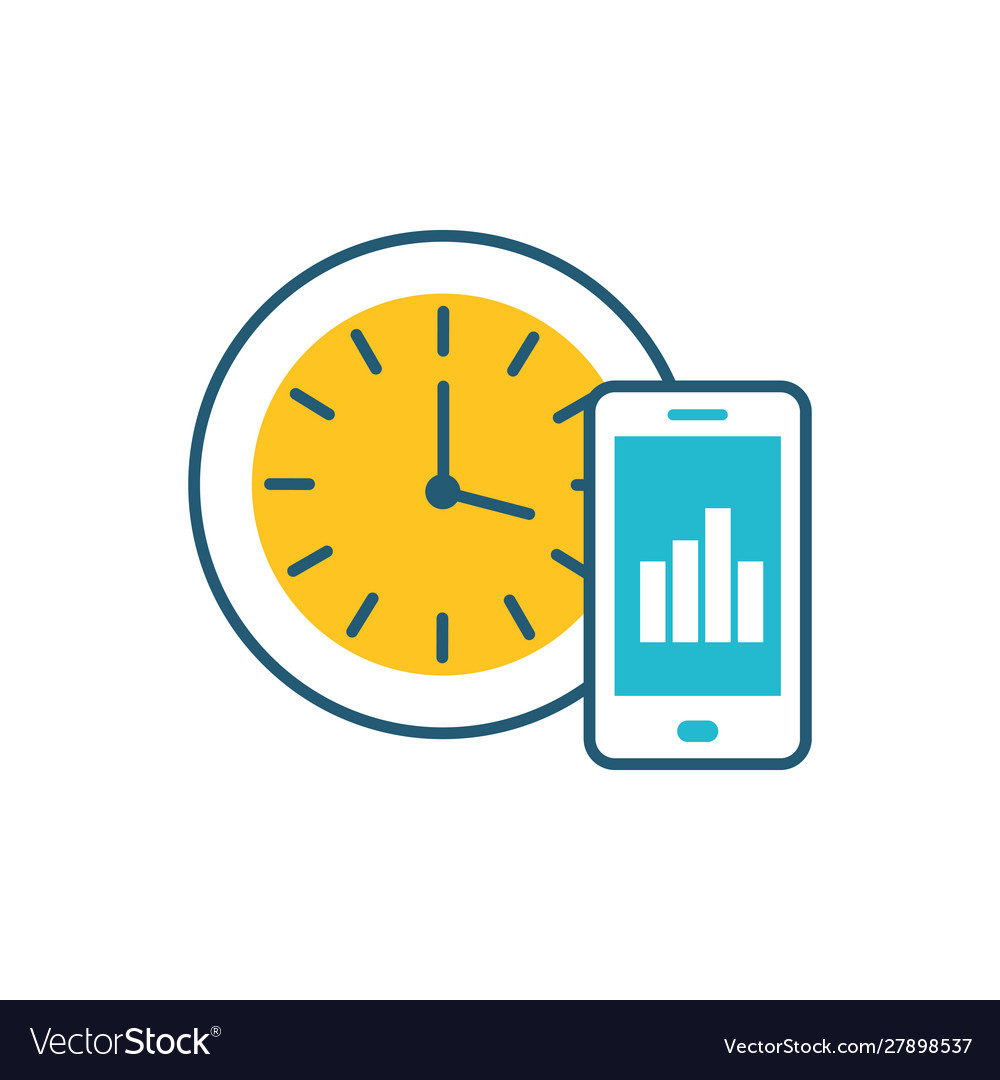 Smartphone with time clock icon