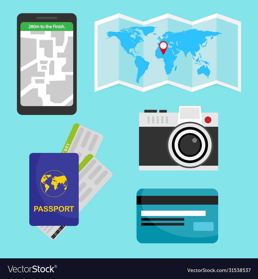 Travel icons set flat design