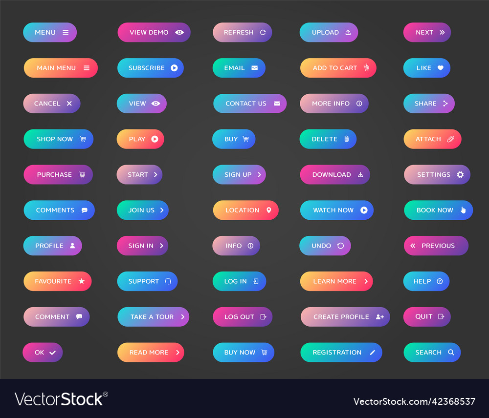 Web Buttons Sammlung ui vector image Web Buttons Sammlung ui
