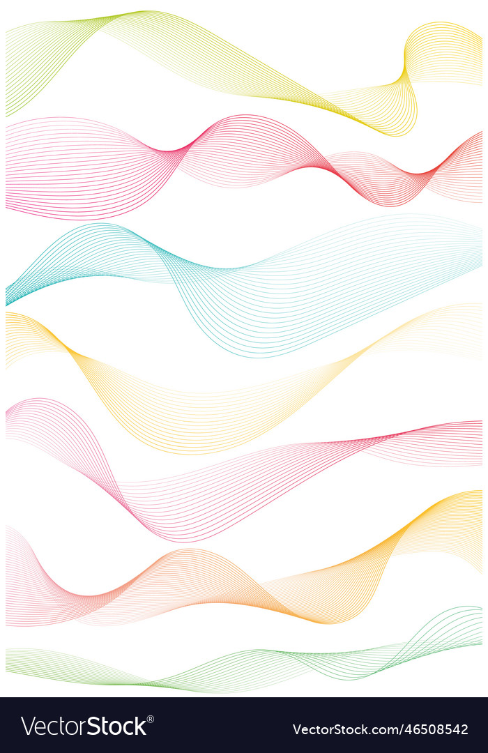 Abstract set colorful wave element for design vector image Abstract set colorful wave element for design