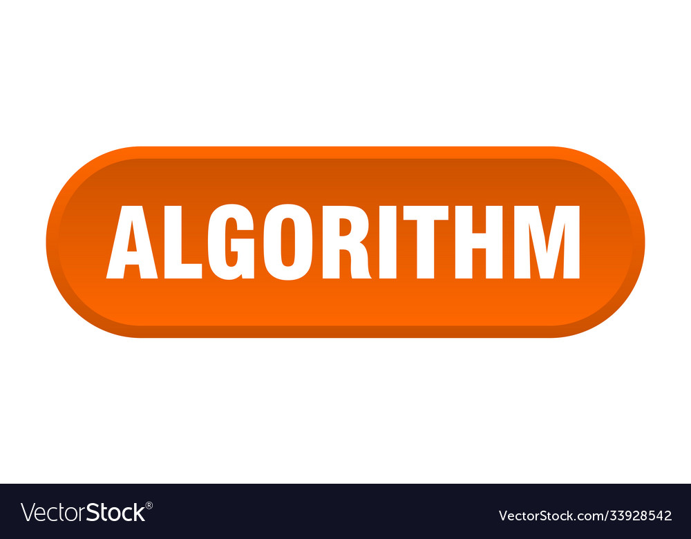 Algorithm button rounded sign on white background