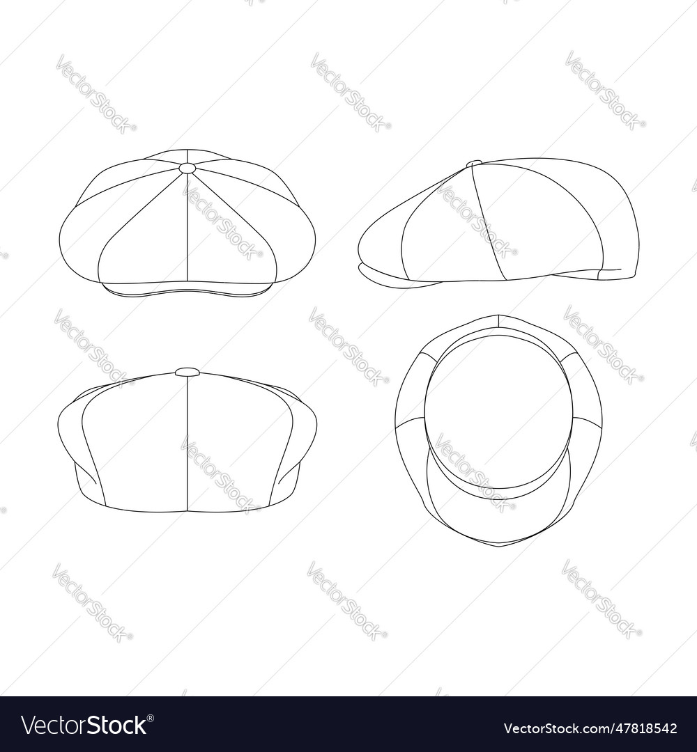 Apple Cap Sketch - Flat Outline