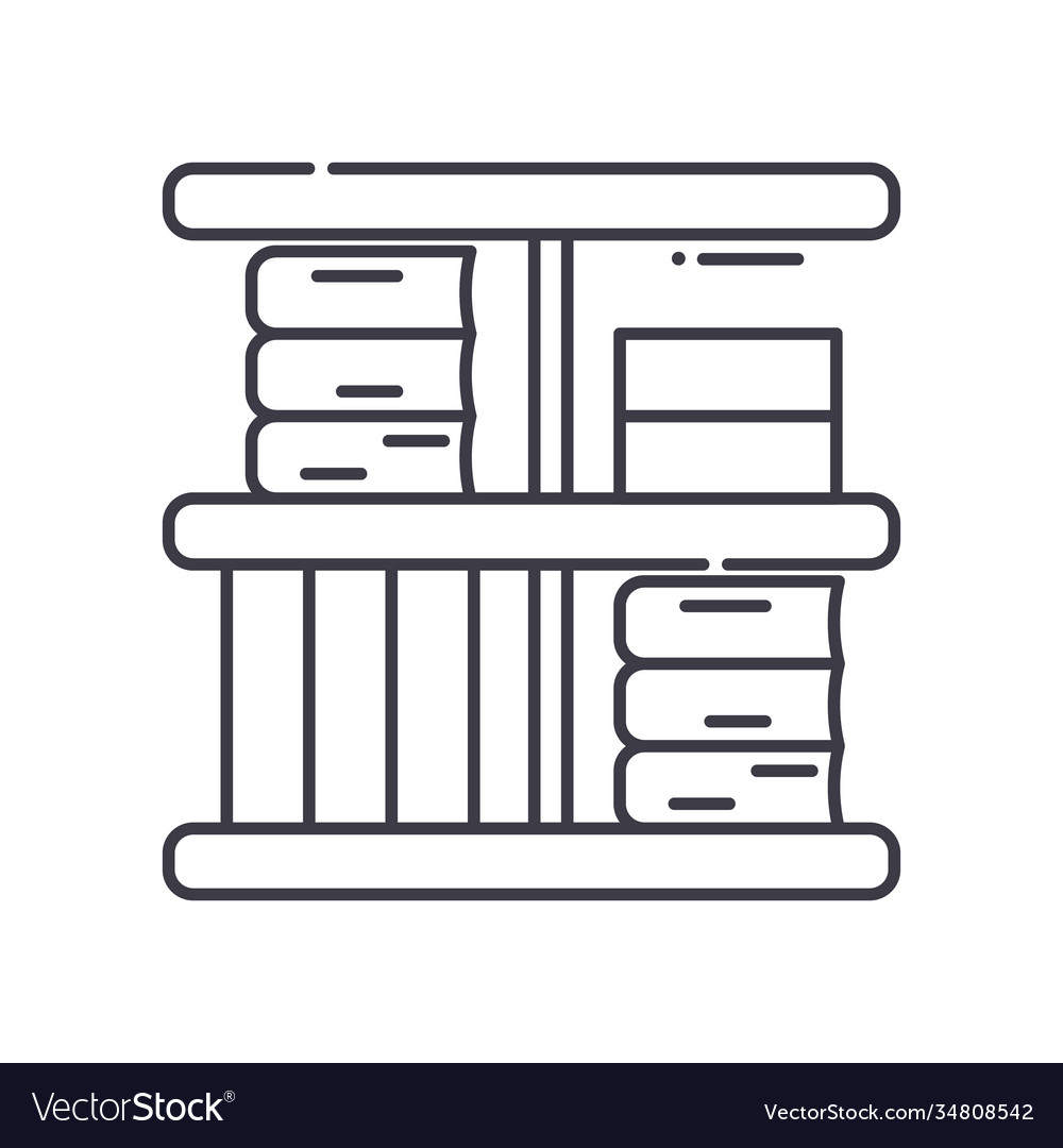 Bookshelf icon linear isolated thin