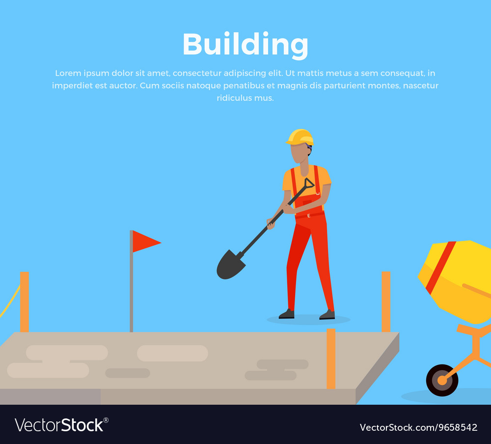 Building banner web design flat