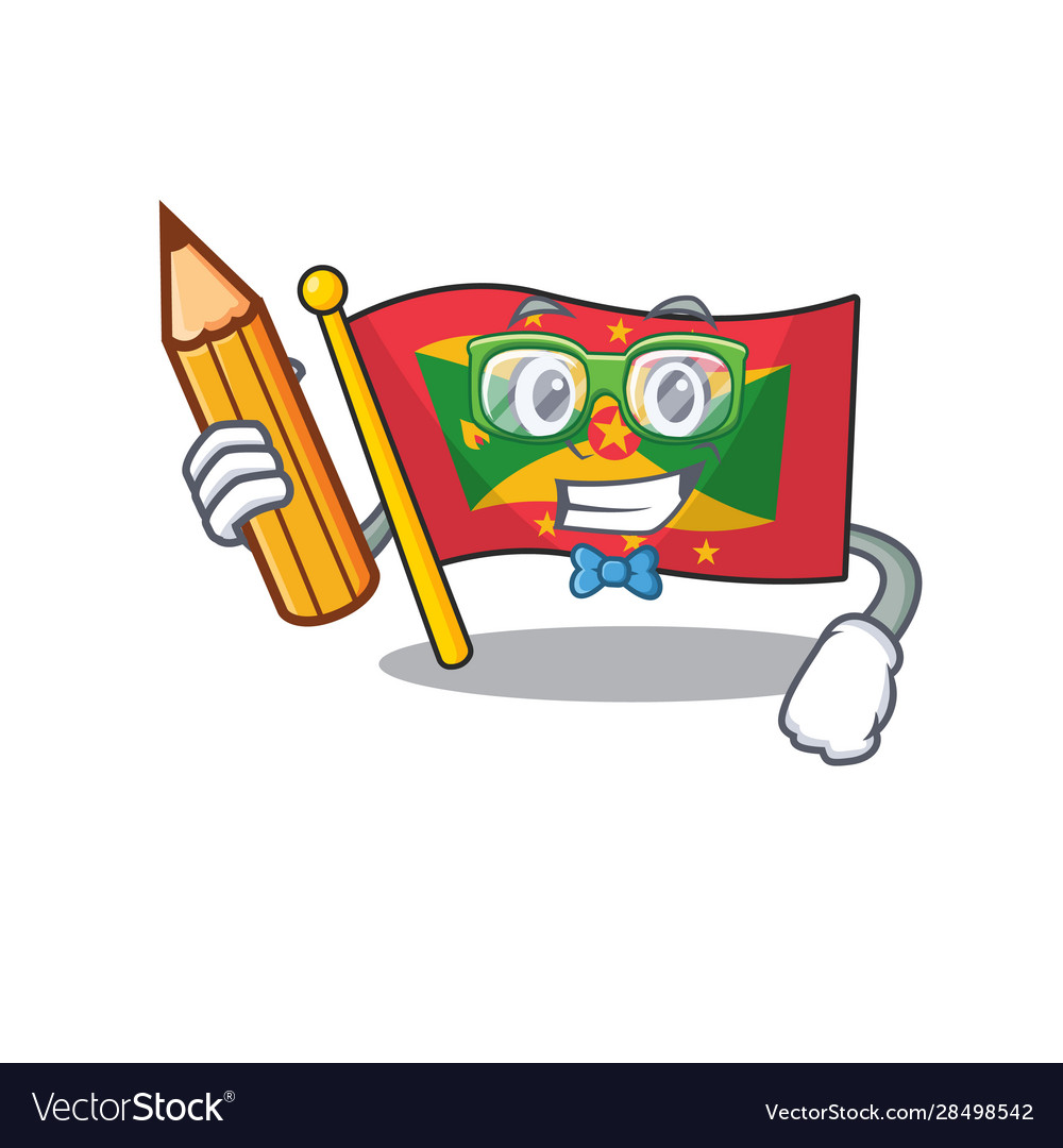 Cool smart student flag grenada scroll character