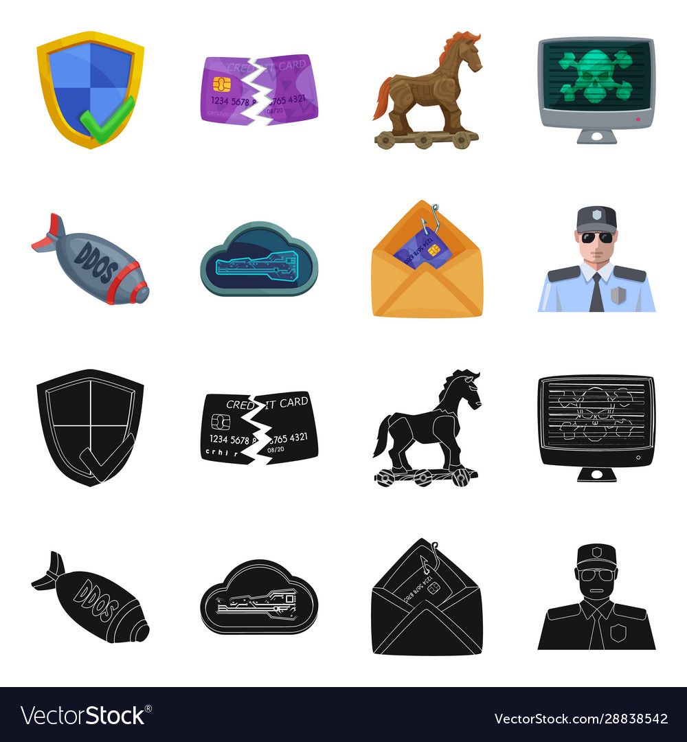 Design virus and secure sign set vector image Design virus and secure sign set