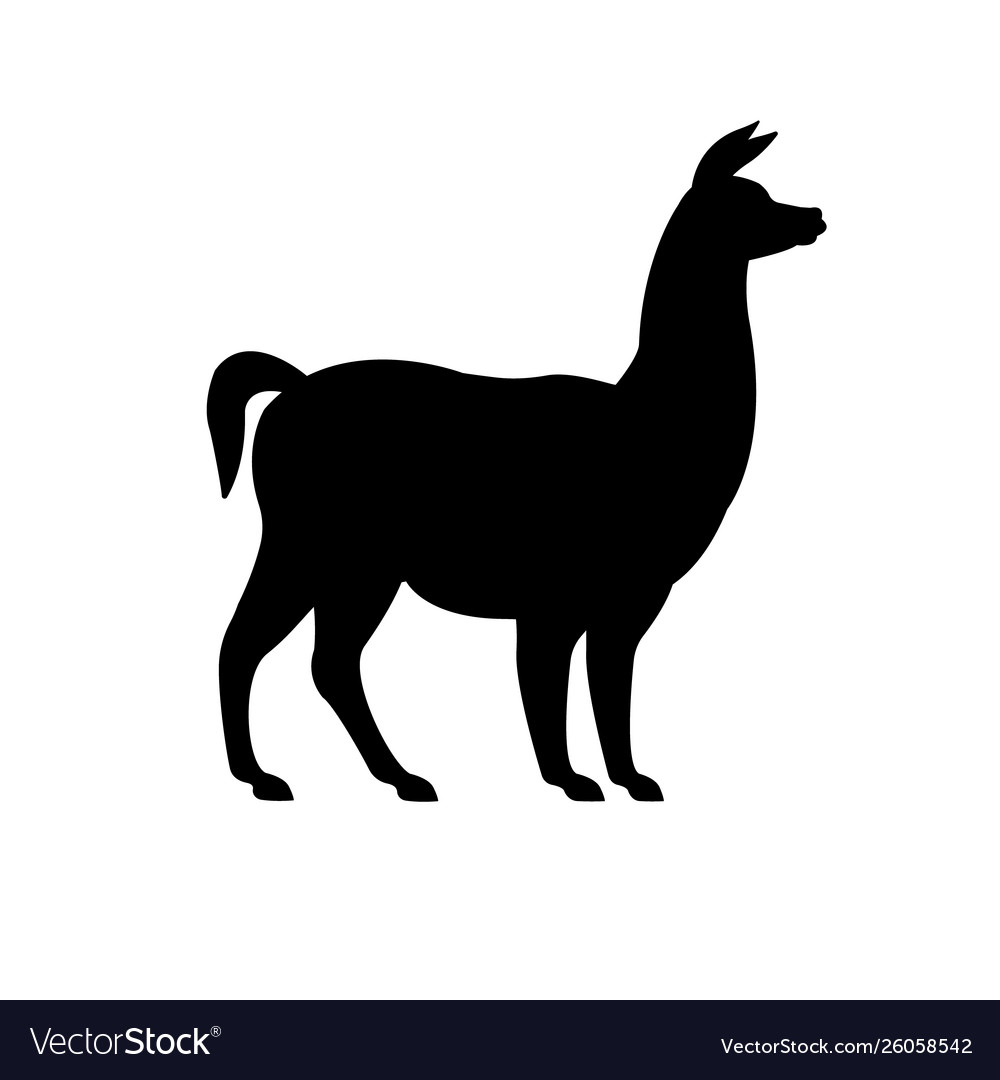 Flat black silhouette llama